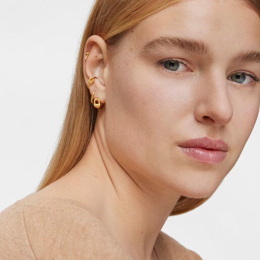 Hoop earrings with 18kt gold plating over silver and motif TOUS MANIFESTO