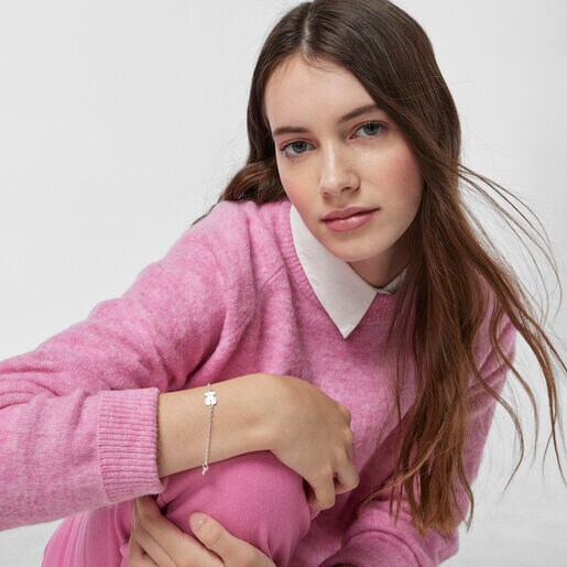 Silver TOUS Bear Bracelet Oval and Bear motifs