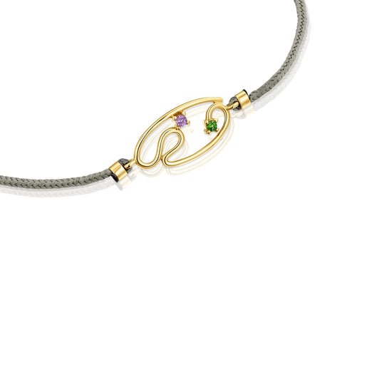 Gold Tsuri Nylon bracelet with gemstones