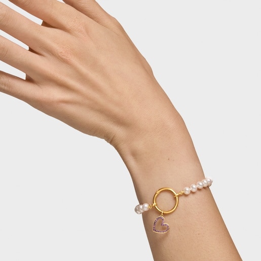 14kt gold heart Pendant with rhodolite Medallions