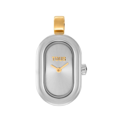 Reloj colgante analógico en acero y acero dorado Hold Oval