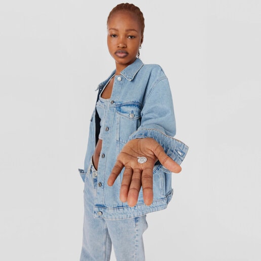 מדליון דובון מכסף בשילוב מוטיב קרושה Efecttous