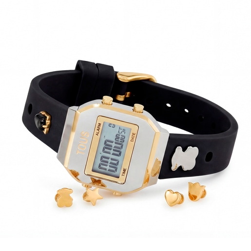 Digital Watch with black strap, steel and gemstones TOUS XPRESURSLF