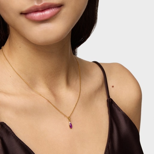 Small 18kt gold plating over silver Pendant with rhodolite Medallions