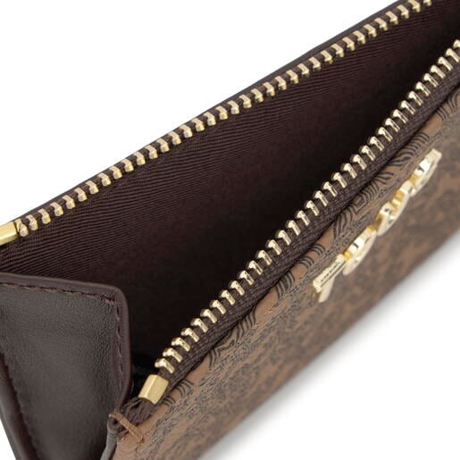 Monedero tarjetero marrón Kaos Mini Lines