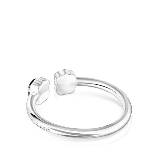 Mini Onix open Ring in Silver with Onyx