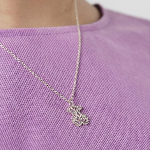 שרשרת כסף בשילוב דובי אושן