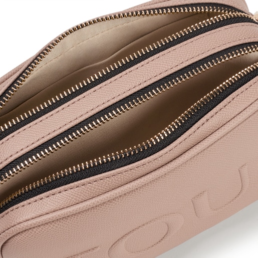 תיק צד בסגנון כתבים TOUS La Rue בצבע אפור-חום