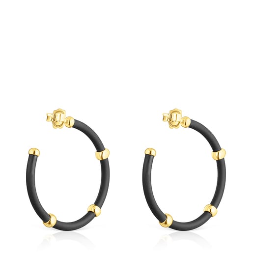 Black and silver vermeil Beach Caucho Hoop earrings