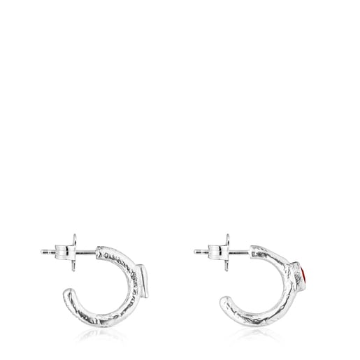 Boucles d’oreilles anneaux Oceaan Duna en argent et cornaline