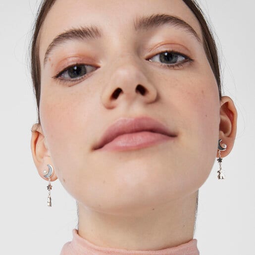 Длинные серебряные серьги Nocturne с жемчугом