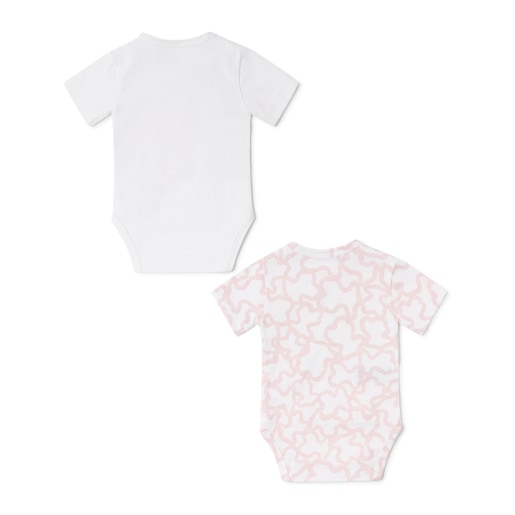 Pack of wrap-over baby bodysuits in Kaos pink