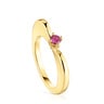 Large heart Ring with 18kt gold plating over silver and rhodolite My Other Half