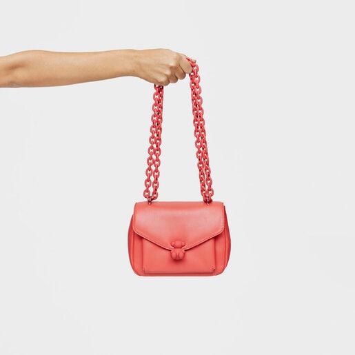 תיק צד TOUS Bold Bear קטן מעור בצבע אלמוג