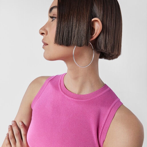 Boucles d’oreilles TOUS Basics grandes en Argent avec Perle