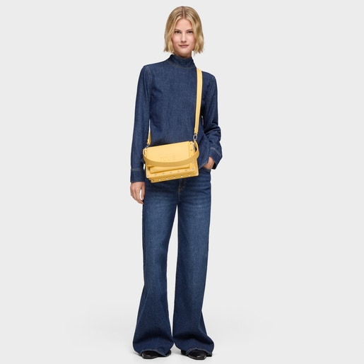 Medium yellow Crossbody bag TOUS Audree Studs