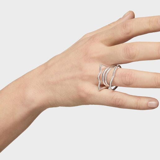 Anillo cuádruple de plata Straight