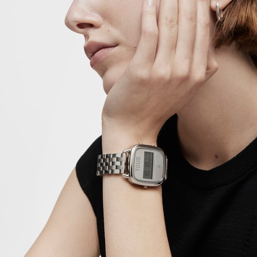 Digitálne hodinky s oceľovým remienkom D-Logo