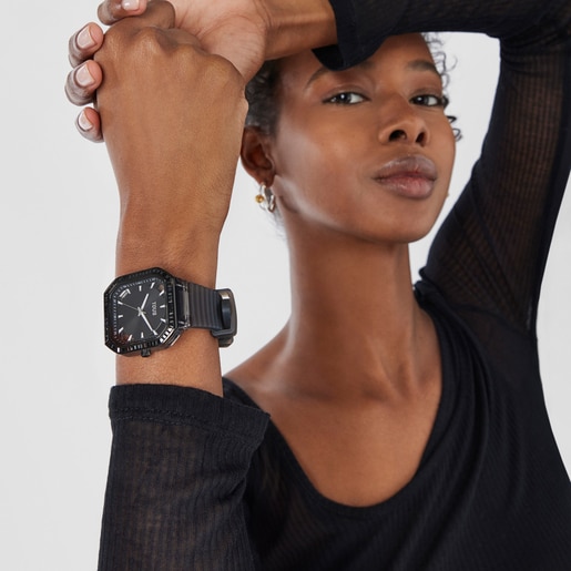Αναλογικό ρολόι Gleam Fresh από ατσάλι με επιμετάλλωση σε μαύρο χρώμα με ζιργκόν