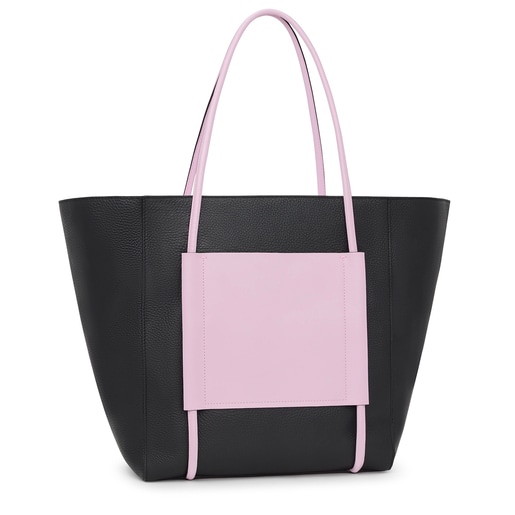 תיק קניות TOUS Empire גדול מעור בצבעי שחור וסגול