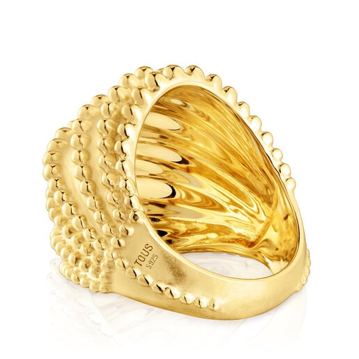 טבעת TOUS Grain גדולה עם ציפוי זהב 18 קראט על כסף