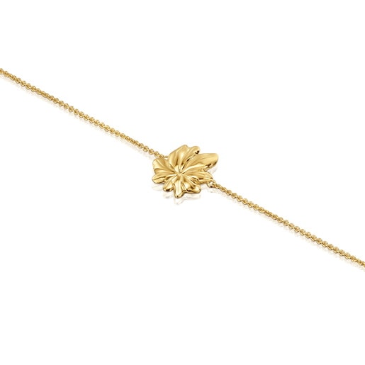 Pulsera cadena con baño de oro 18 kt sobre plata motivo Yagrumo