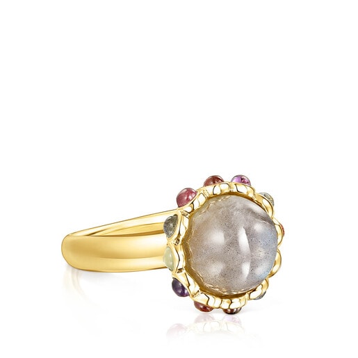 Silver vermeil Magic Nature Ring with labradorite and gemstones