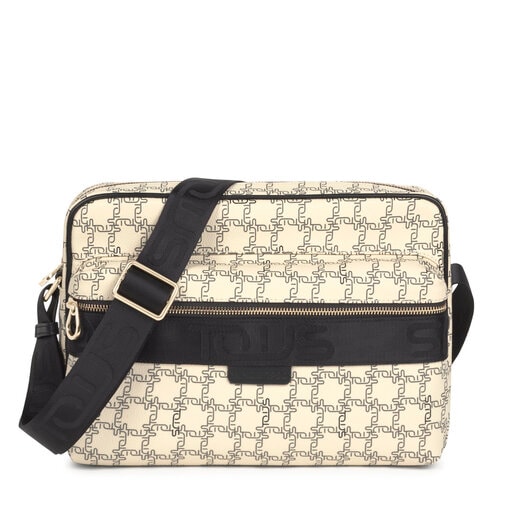 Beige and black TOUS Logogram Messenger bag | TOUS