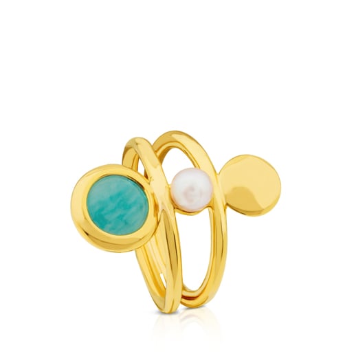 Bague Alecia en Argent Vermeil avec Amazonite et Perle