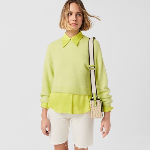 Lime green raffia TOUS Legacy Summer Crossbody bag