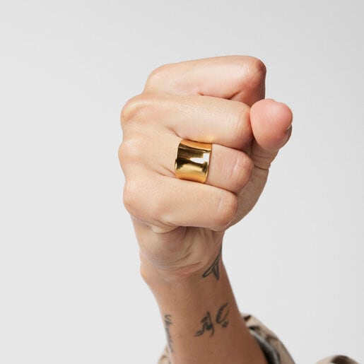 ゴールドコーティングシルバーのオープンリング Nenufar