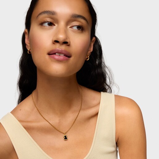 Pendant with 18kt gold plating over silver and black acrylic glass Galaxy