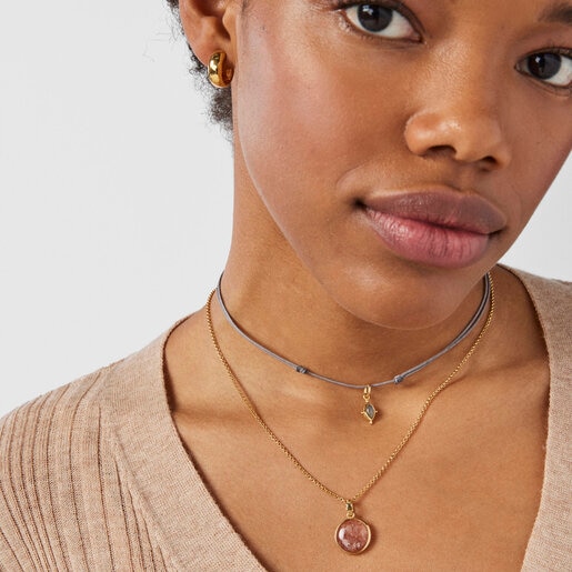 TOUS Magic Nature Necklace with labradorite and gray cord | Westland Mall