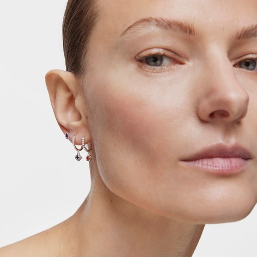 Silver short/long Earrings with gemstones TOUS Basic Colors