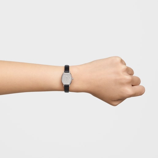 Watch with analog Swiss movement with 0.30ct in diamonds and leather bracelet Les Classiques Mini