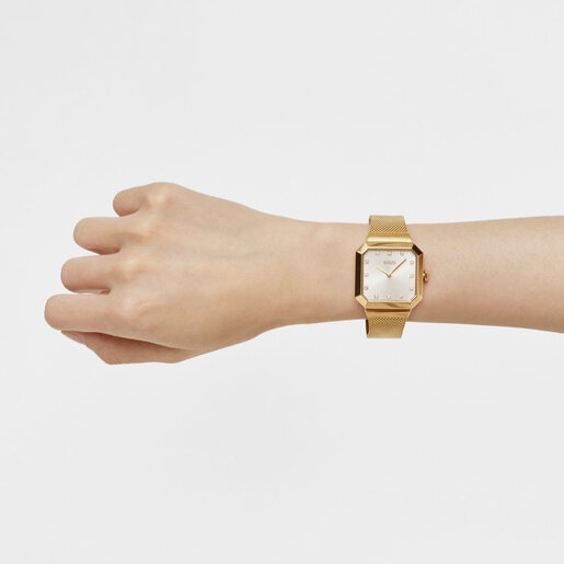 Karat Squared Analogue watch with gold-colored IPG steel wristband