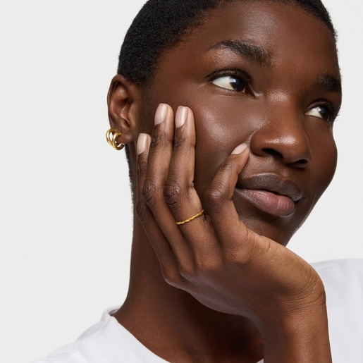 18ktゴールドコーティング・シルバーの編み込みリング TOUS Motif