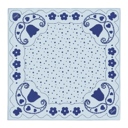 Square sky blue Scarf TOUS Motifs Paisley