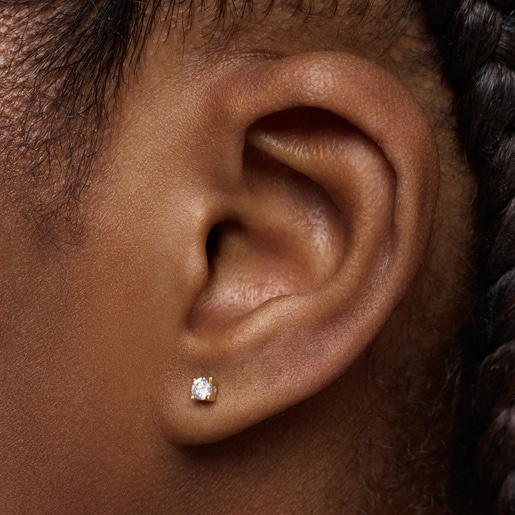 14ktゴールドと0.10 ctラボグロウン・ダイヤモンドのイヤーピアス Shine LGD