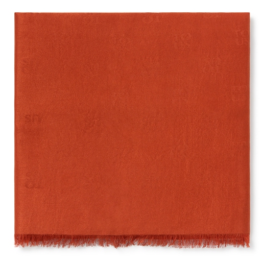 Orange-colored jacquard TOUS Square Logo Foulard