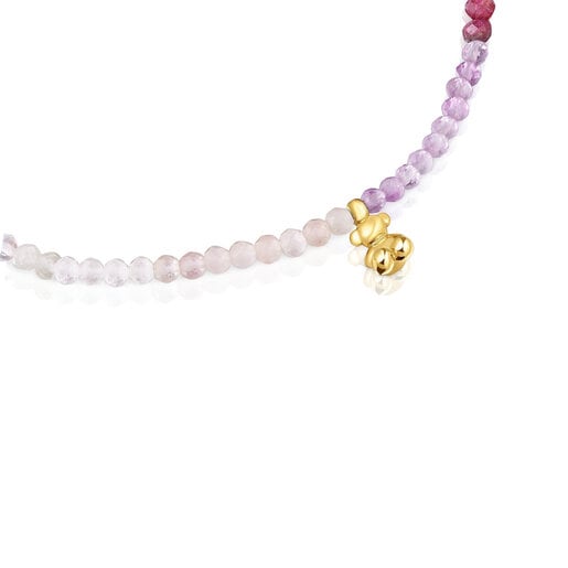 Elastisches Armband TOUS Bold Bear aus 18 kt vergoldetem Silber mit roséfarbenen Edelsteinen