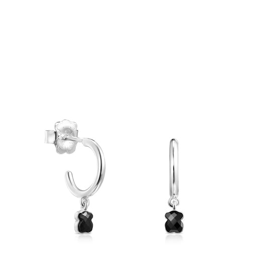 Orecchini a cerchio in argento TOUS Mini Onix con onice