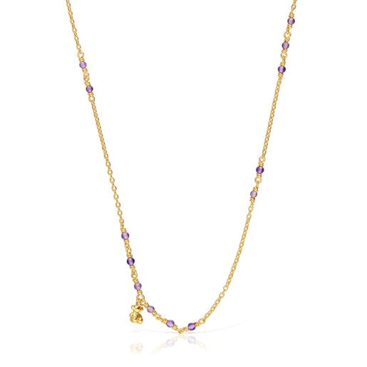 Silver vermeil and amethyst Necklace Bold Bear