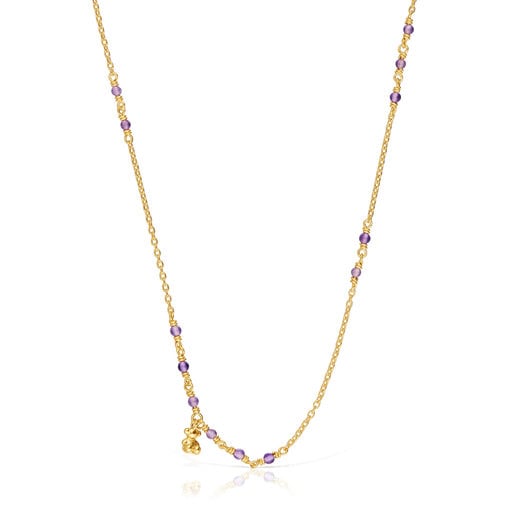 Silver vermeil and amethyst Necklace Bold Bear | TOUS