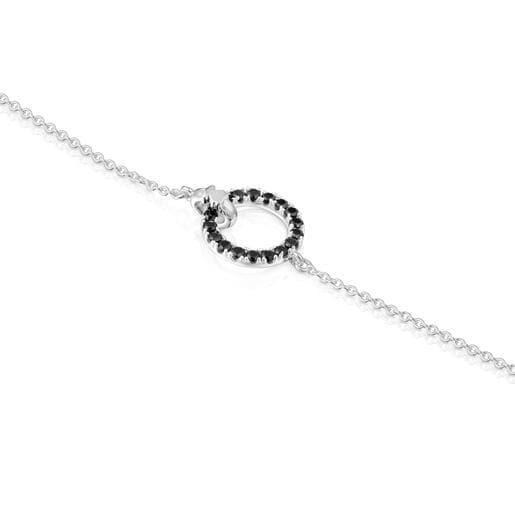 Pulsera cadena de plata y espinela negra Straight