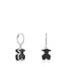 Aretes aro de plata y metacrilato negro Galaxy