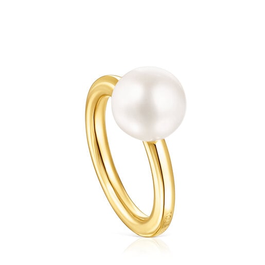 Silver Vermeil Gloss Ring with Pearl