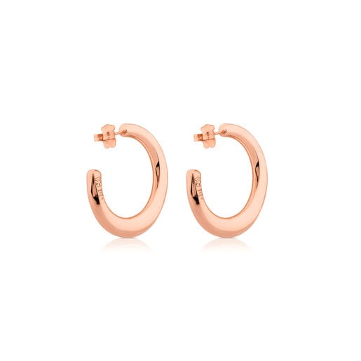 Pendientes aro Warm con baño de oro rosa 18 kt sobre plata