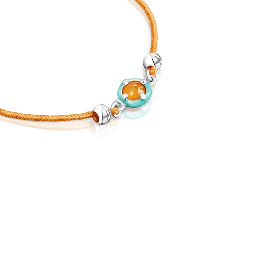 Bracciale in cordino arancione con corniola e smalto TOUS Vibrant Colors