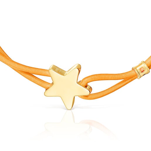 Orange Elastic bracelet with silver vermeil star Sweet Dolls